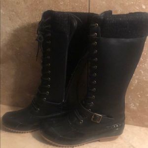 Knee high duck boots